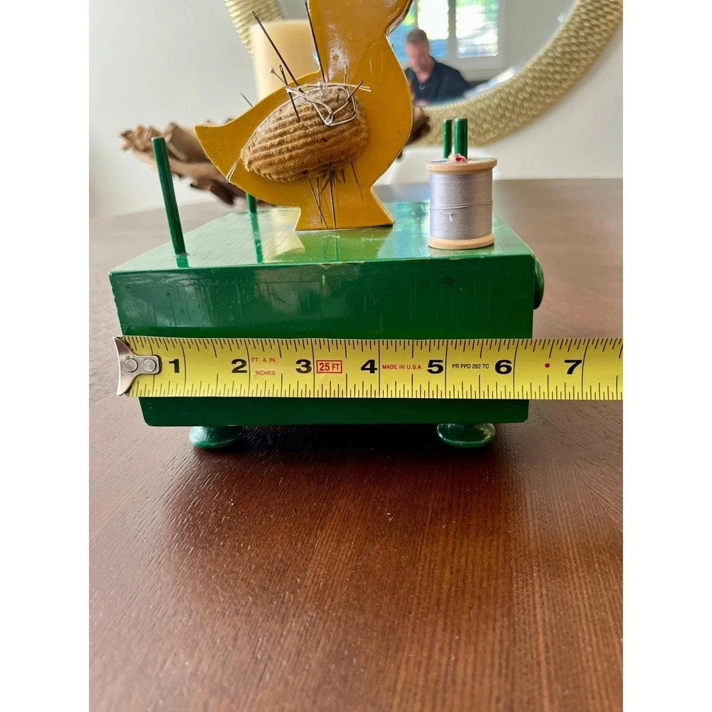 Vintage Handmade Duck Sewing Caddy Pincushion Thread Holder With Drawer